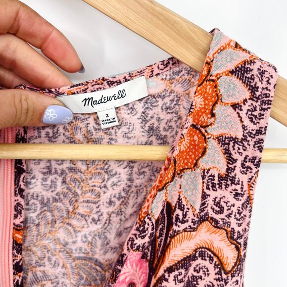 Madewell Lace-Up Ruffle-Hem Midi Dress in Bali Blooms Style AO273 Size 2 - Picture 6 of 8